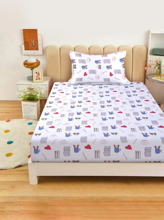 Doodle Print Kids Bedsheet Set – 100% Cotton, Single Bed