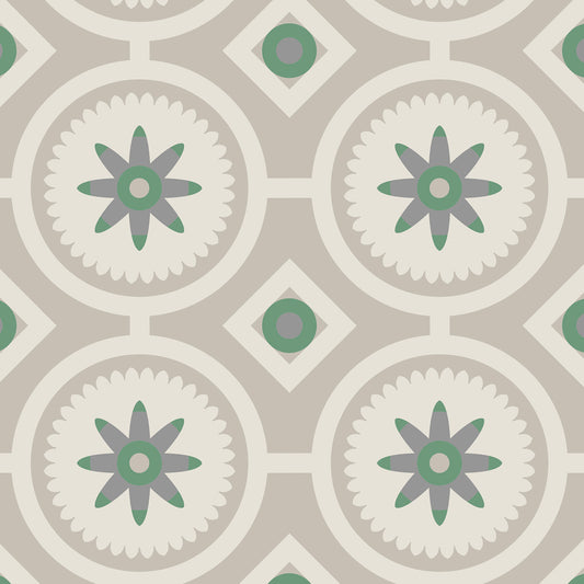 Vintage Floral Sage Green Cotton Bedsheet with Pillow Cover (King Size)