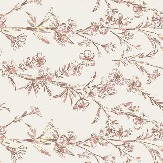 Fresh Bloom Blush Beige Cotton Bedsheet with Pillow Cover (King Size)