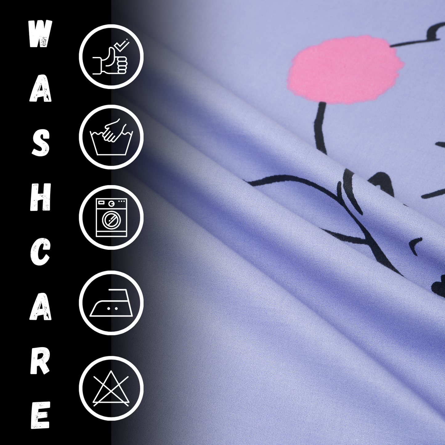 Rabbit Print Kids Bedsheet Set – 100% Cotton for Single Bed