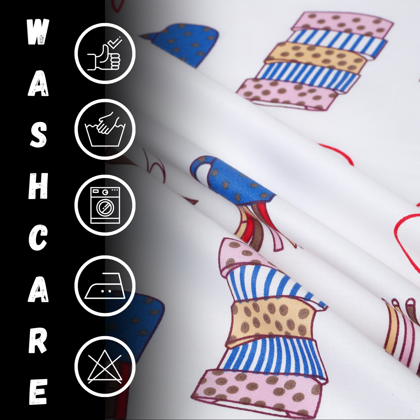 Doodle Print Kids Bedsheet Set – 100% Cotton, Single Bed