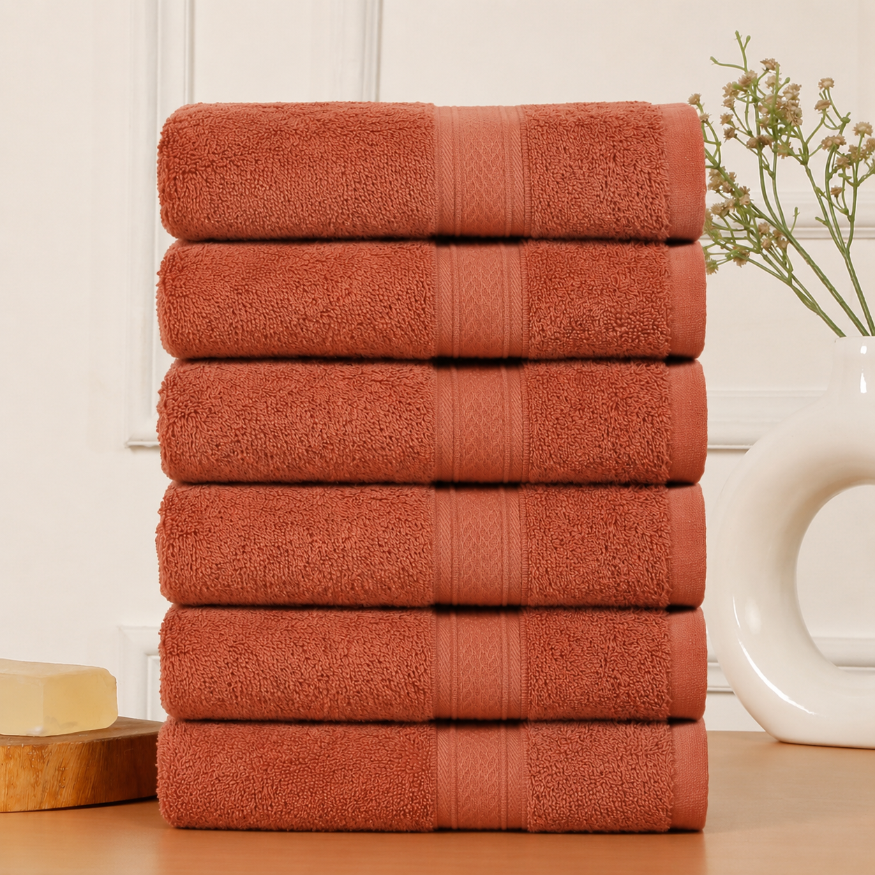 Premium 500 GSM 100% Cotton Rust Colour Hand Towels