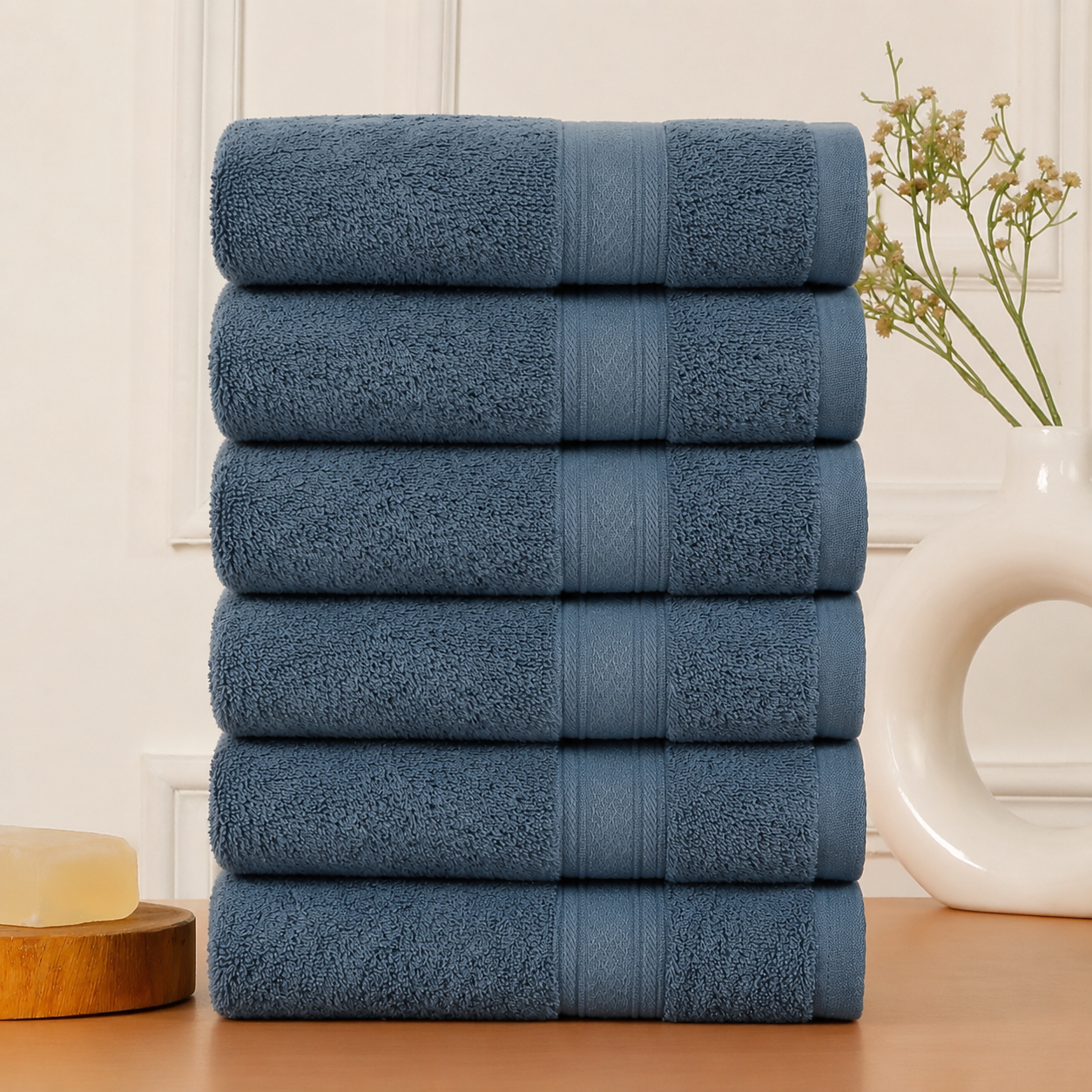 Premium 500 GSM 100% Cotton Dark Blue Colour Hand Towels