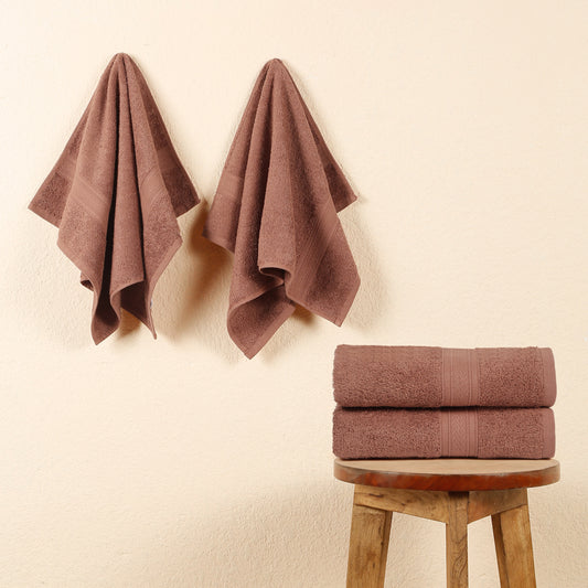 Premium 500 GSM 100% Cotton Dark Rust Colour Hand Towels (Pack of 4)