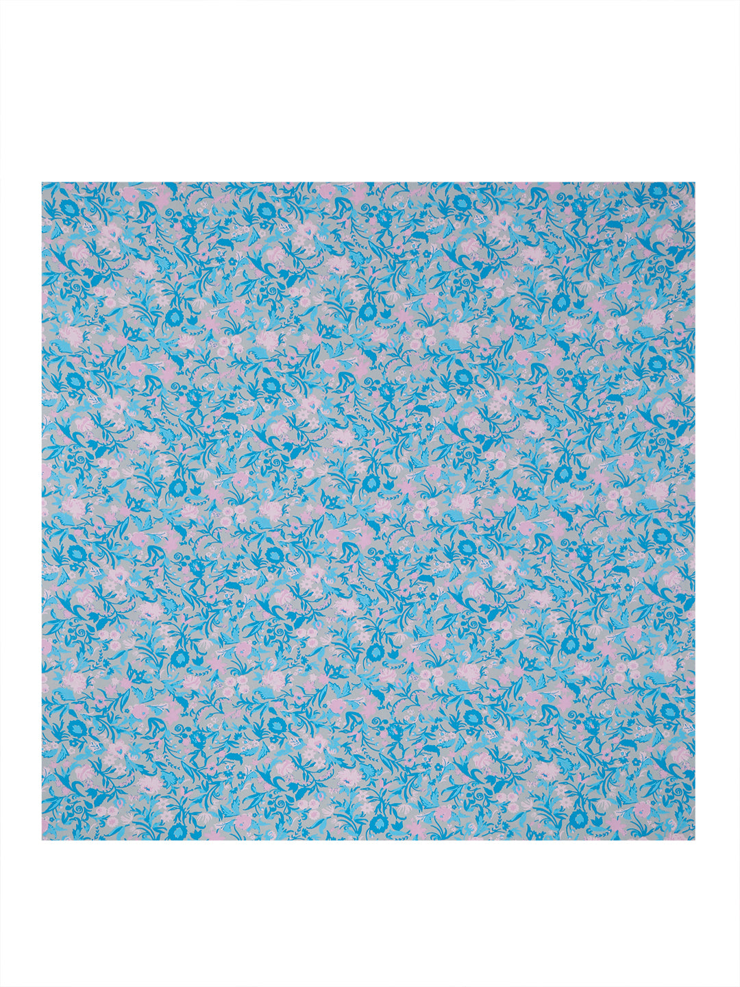 Blue Cotton Bedsheet with Pink Floral Design