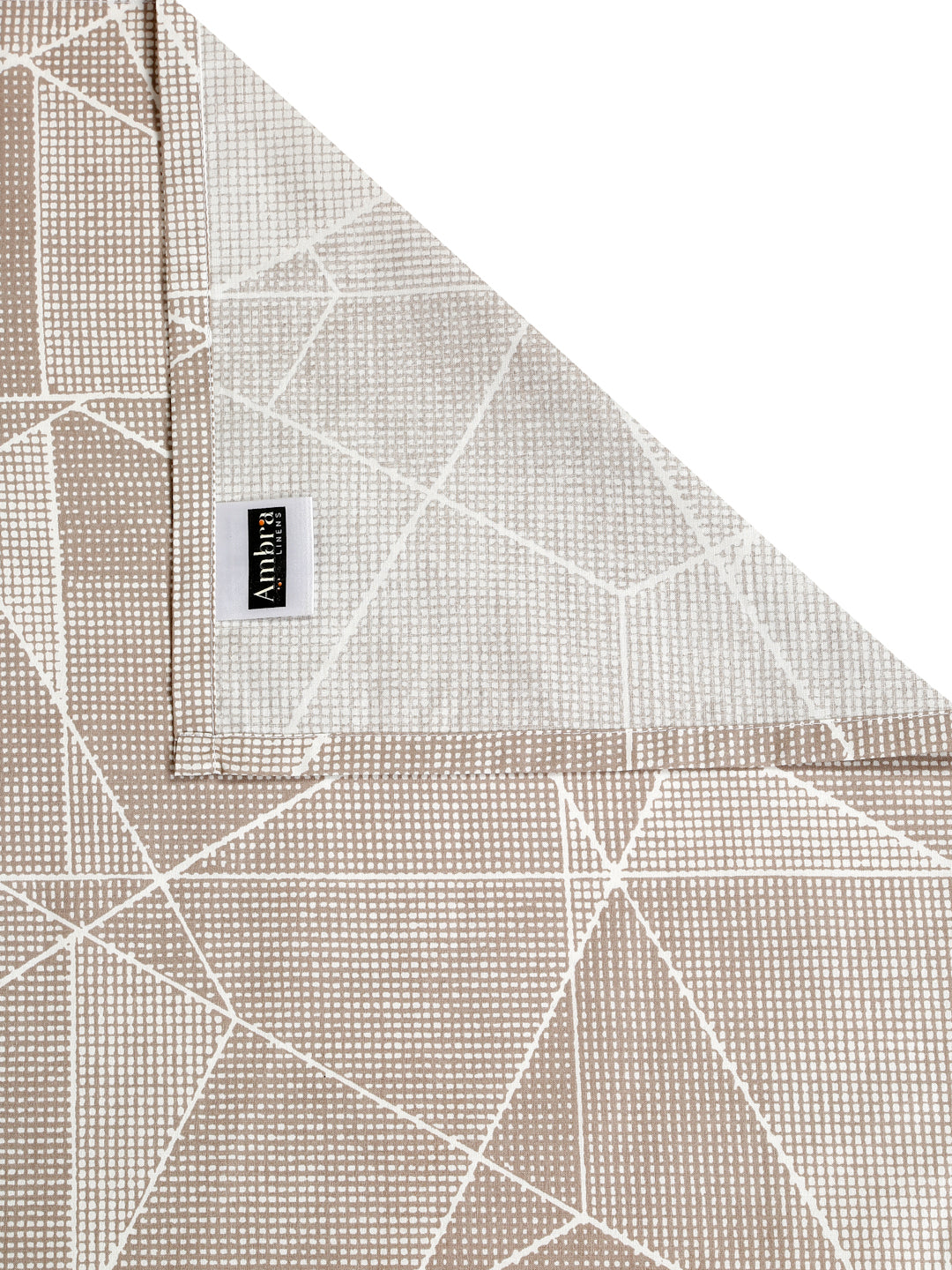 Beige Bedsheet with Geometric Poly Shape Print – 100% Cotton