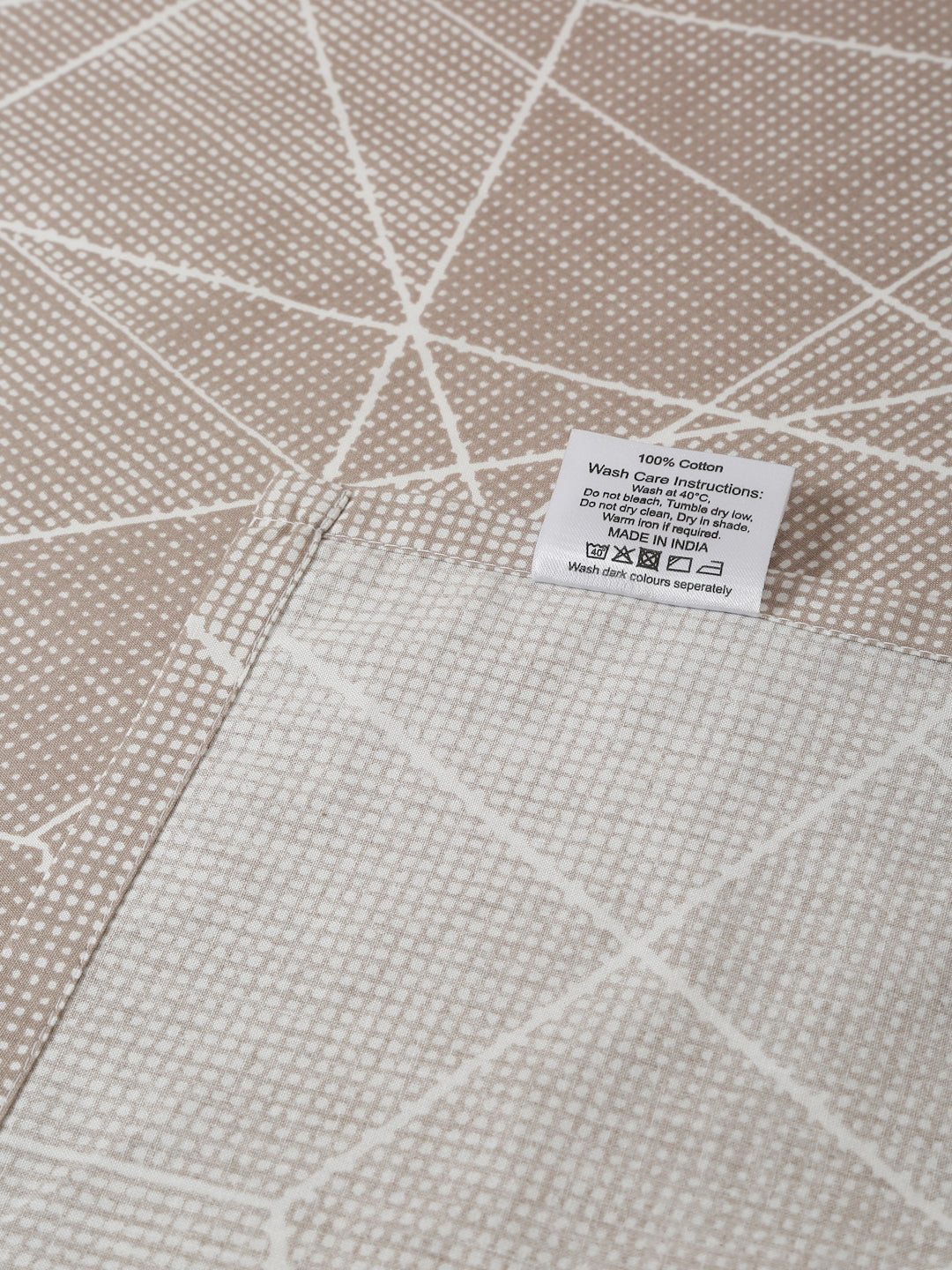 Beige Bedsheet with Geometric Poly Shape Print – 100% Cotton