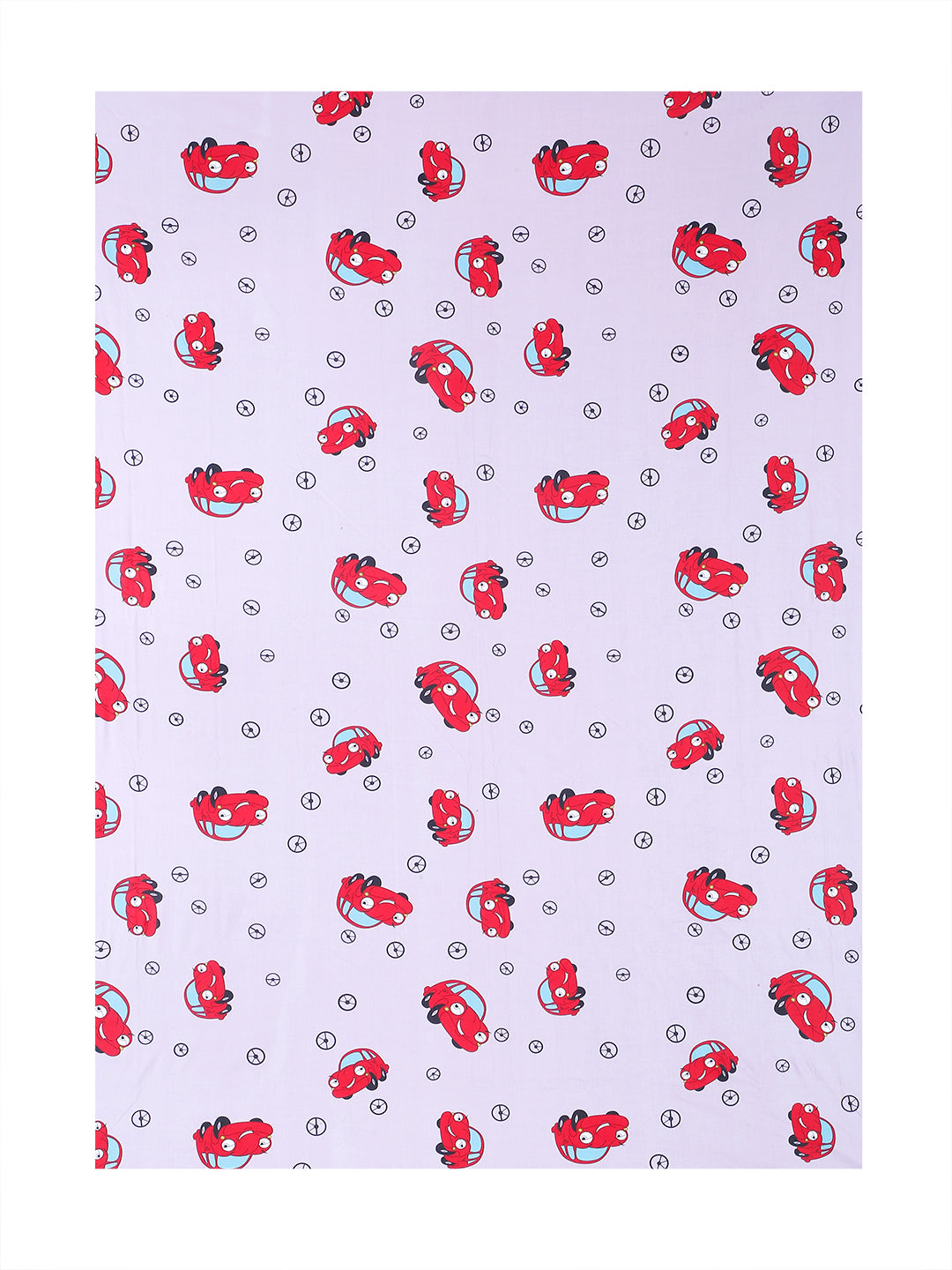 Car Print Kids Bedsheet Set – 100% Cotton, Single Bed, Yellow & Pink