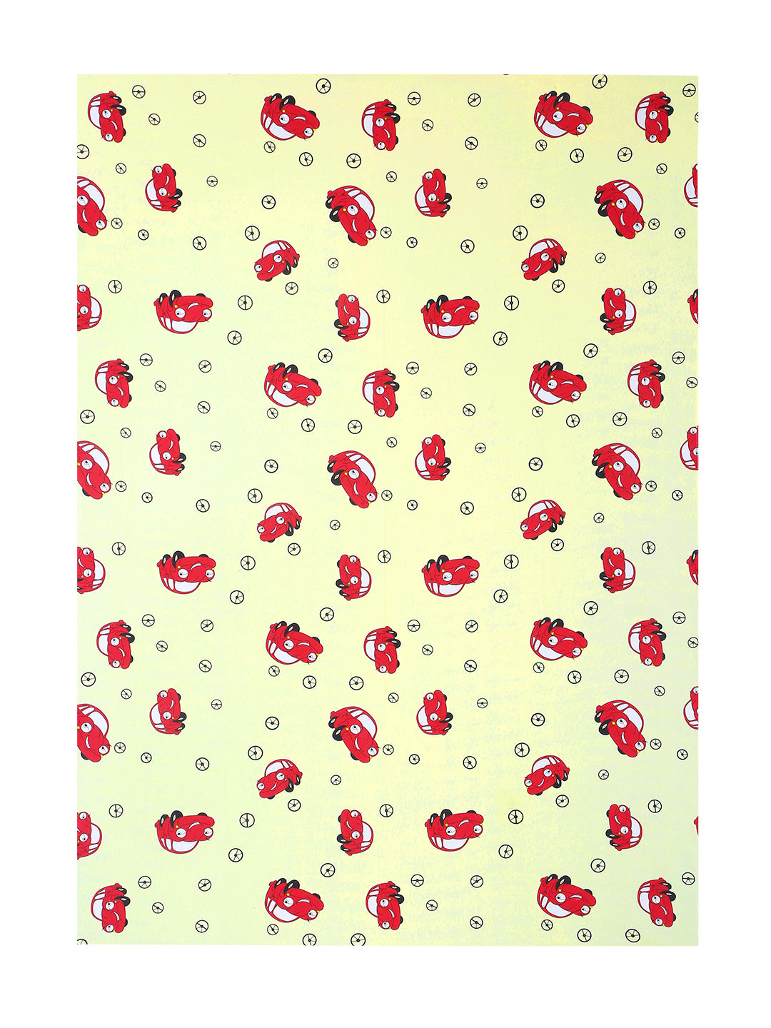 Car Print Kids Bedsheet Set – 100% Cotton, Single Bed, Yellow & Pink