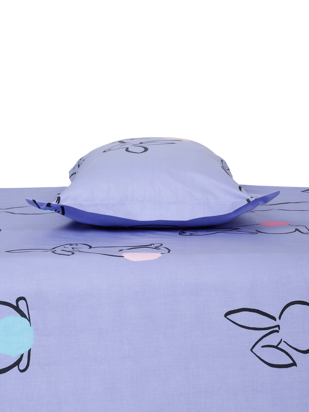 Rabbit Print Kids Bedsheet Set – 100% Cotton for Single Bed