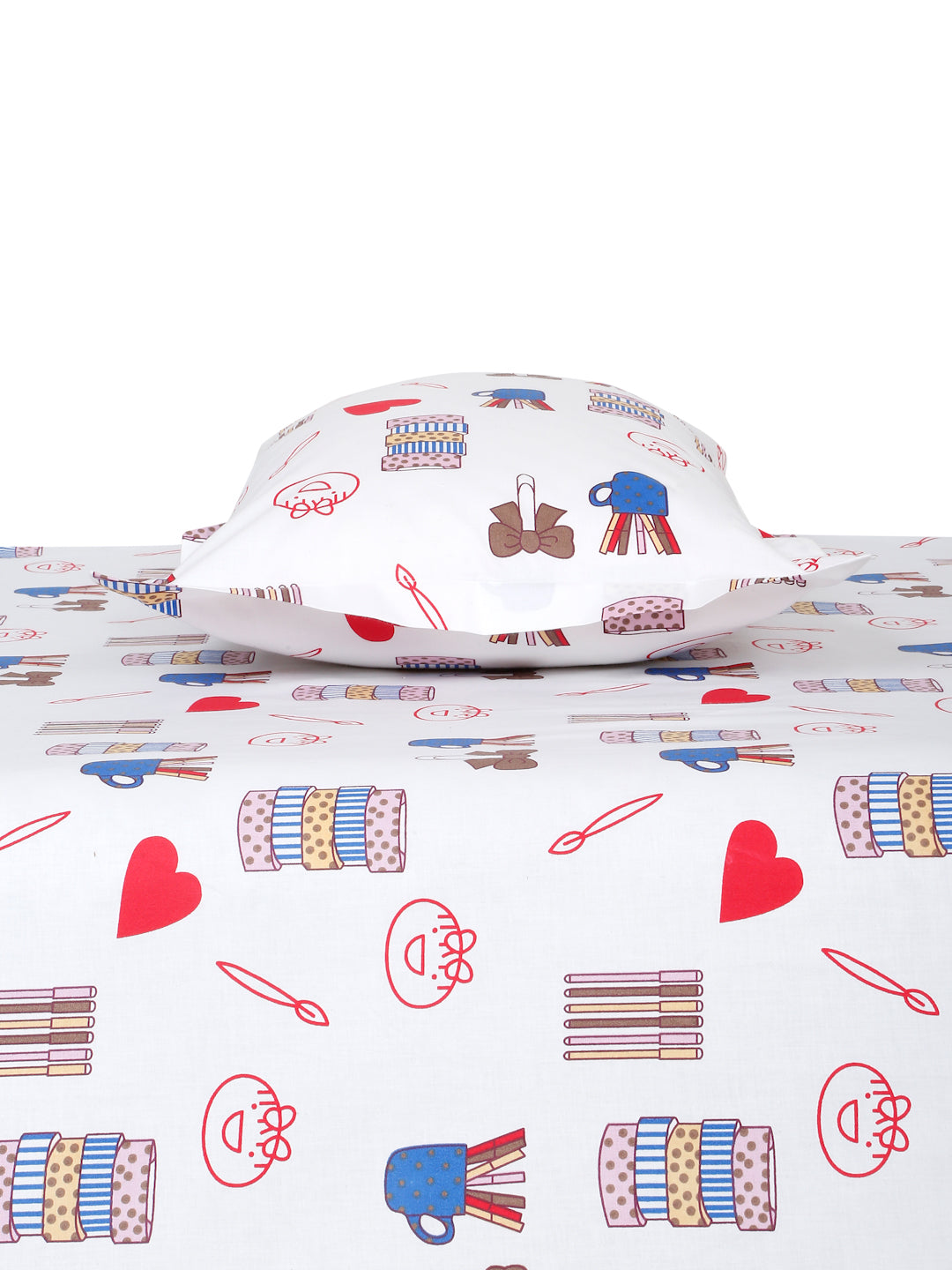 Doodle Print Kids Bedsheet Set – 100% Cotton, Single Bed