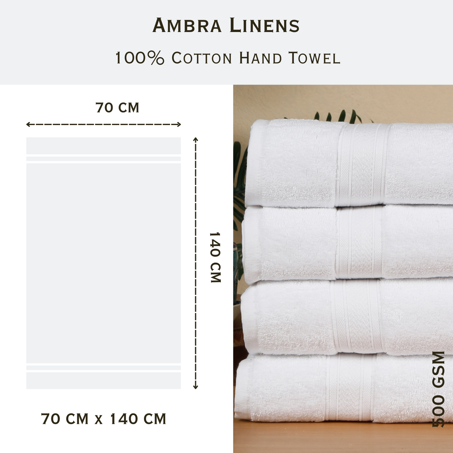 Premium 500 GSM 100% Cotton Bath Towel (Pack of 4)