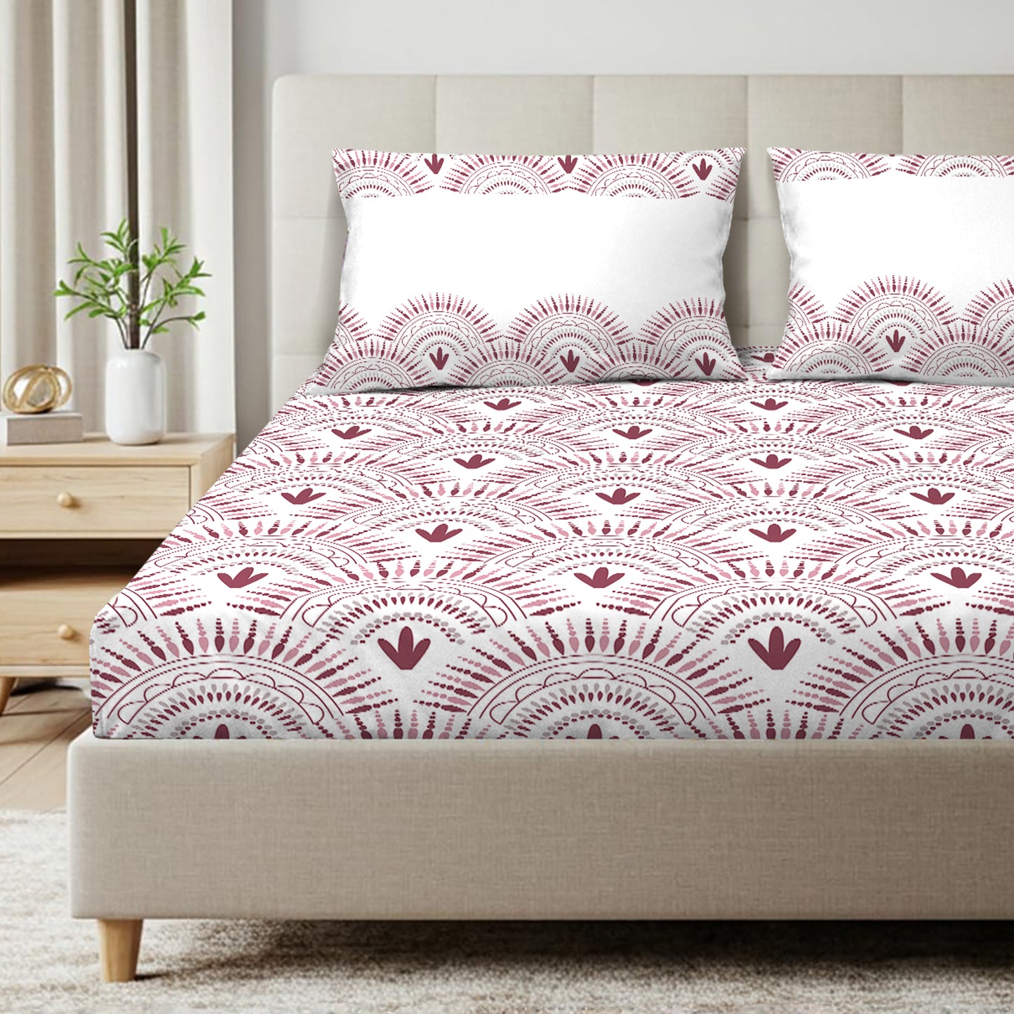 Timeless Ethnic Pattern Bedsheet with Pillow Cover (King Size)