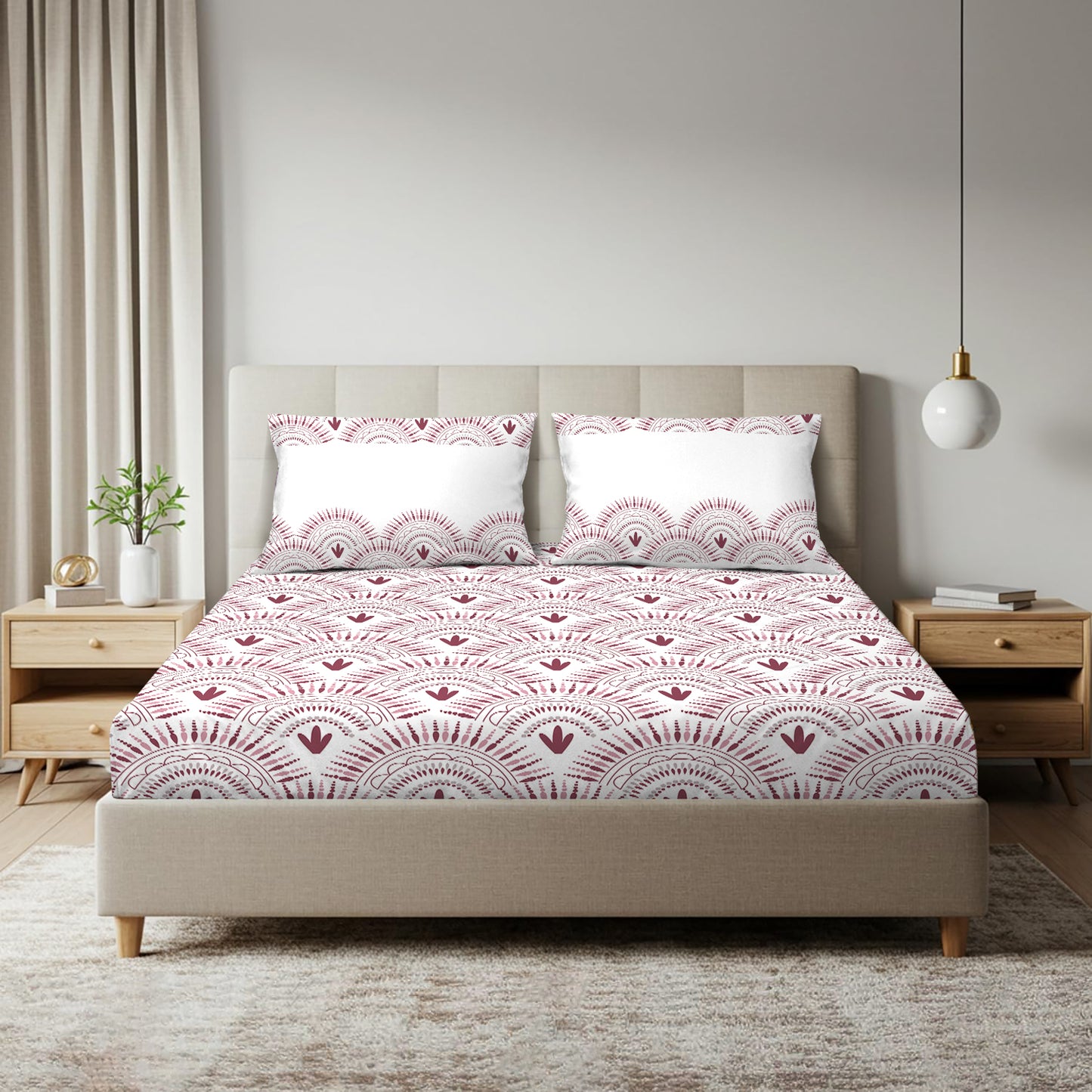 Timeless Ethnic Pattern Bedsheet with Pillow Cover (King Size)