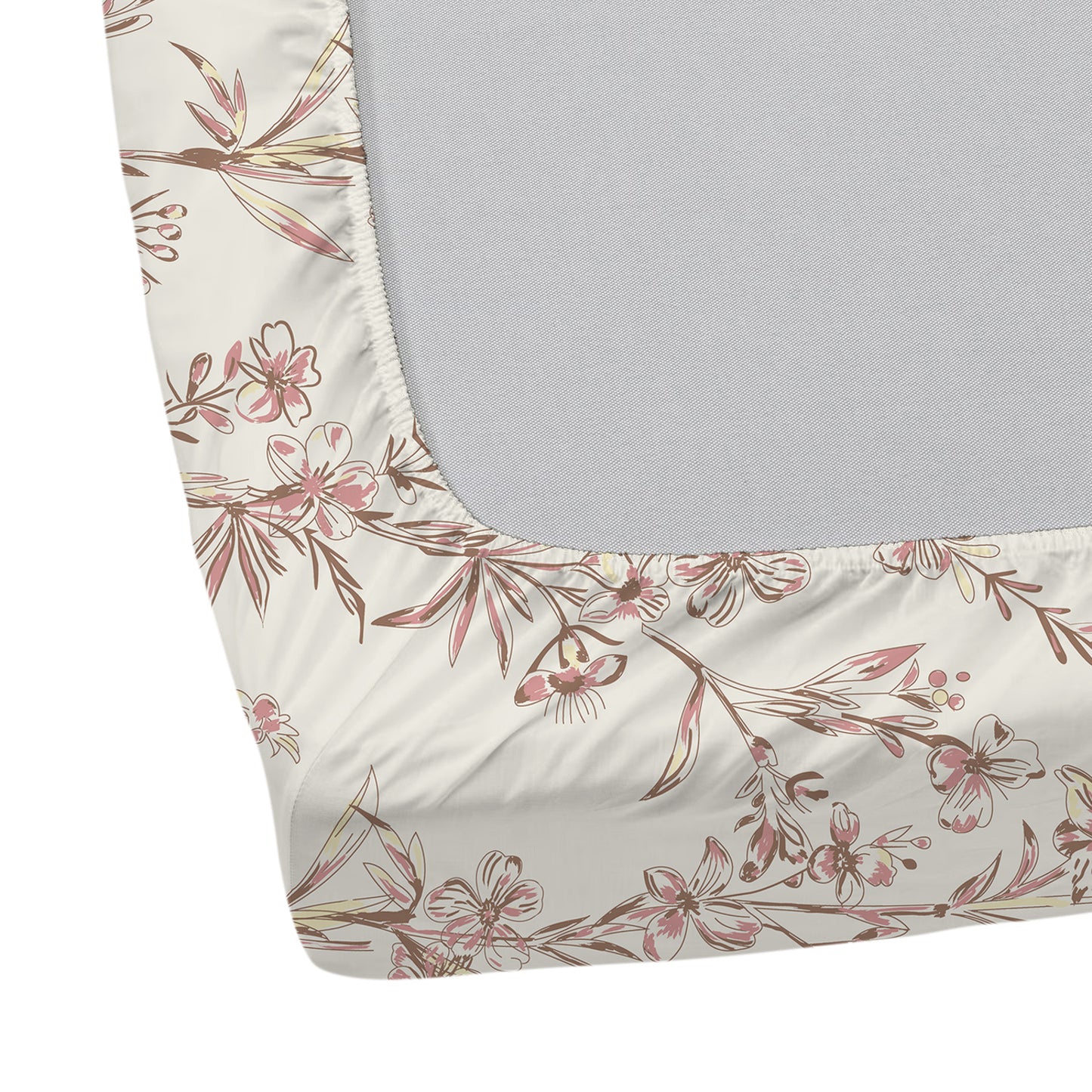 Fresh Bloom Blush Beige Cotton Bedsheet with Pillow Cover (King Size)