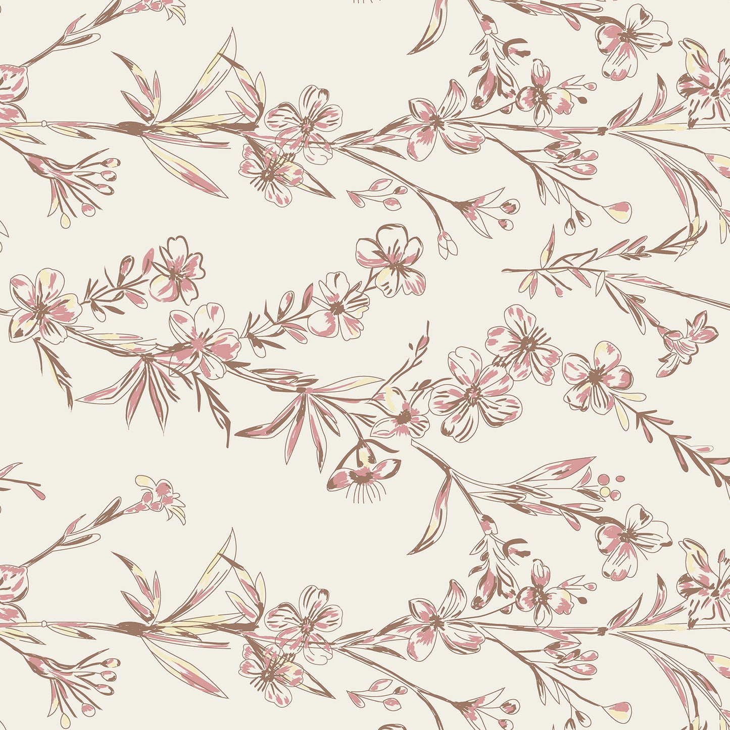 Fresh Bloom Blush Beige Cotton Bedsheet with Pillow Cover (King Size)
