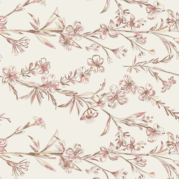 Fresh Bloom Blush Beige Cotton Bedsheet with Pillow Cover (King Size)