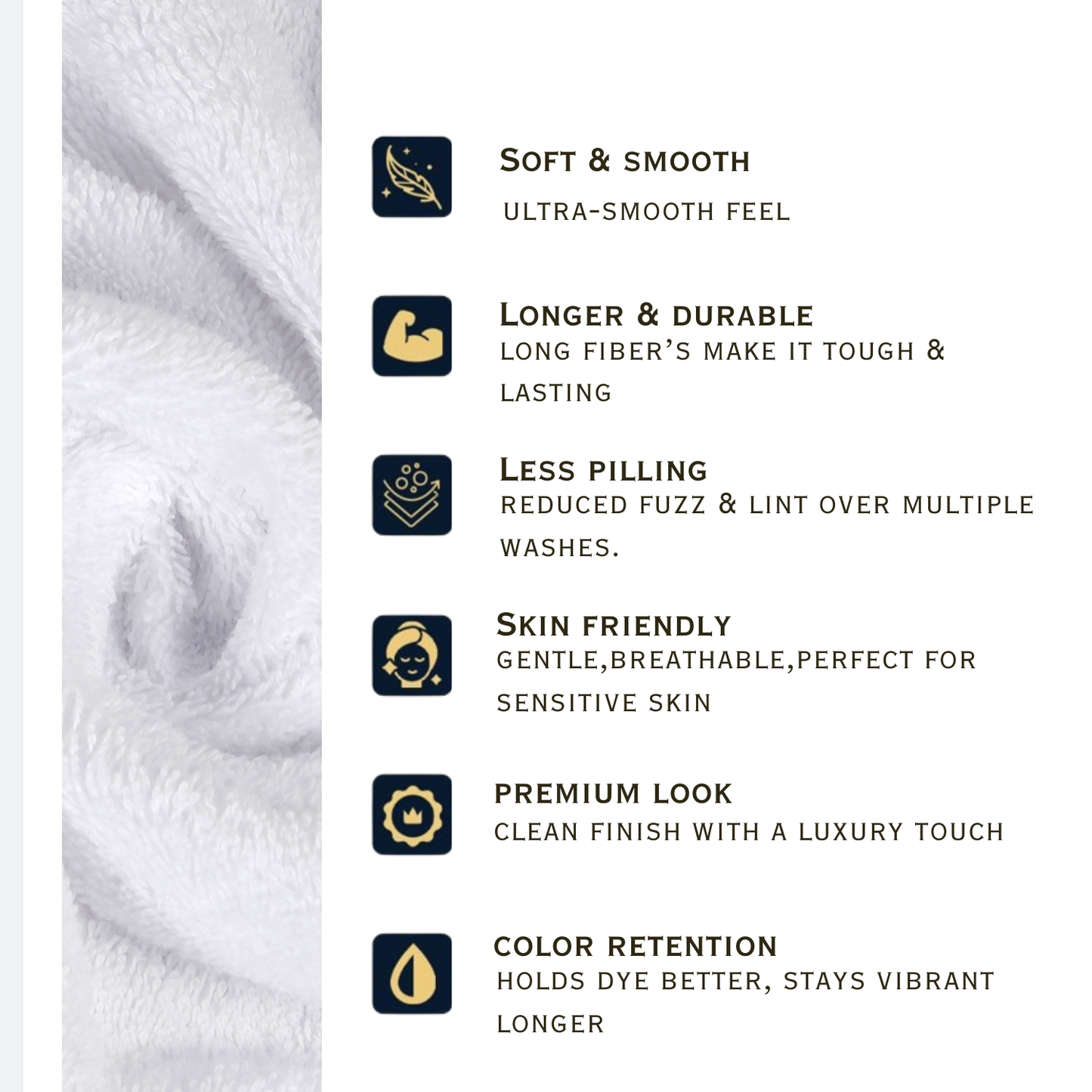 Premium 500 GSM 100% Cotton Hand Towels (Pack of 4)