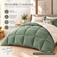 220 GSM Reversible Microfiber Sage And White Comforter – Double Bed | Soft, Fluffy & All-Season