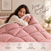 220 GSM Reversible Microfiber Cream And Baby Pink Comforter – Double Bed | Soft, Fluffy & All-Season
