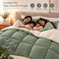 220 GSM Reversible Microfiber Sage And White Comforter – Double Bed | Soft, Fluffy & All-Season