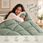 220 GSM Reversible Microfiber Sage And White Comforter – Double Bed | Soft, Fluffy & All-Season