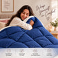220 GSM Reversible Microfiber White and Navy Comforter – Double Bed | Soft, Fluffy & All-Season