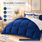 220 GSM Reversible Microfiber White and Navy Comforter – Double Bed | Soft, Fluffy & All-Season