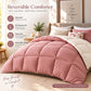 220 GSM Reversible Microfiber Cream And Baby Pink Comforter – Double Bed | Soft, Fluffy & All-Season