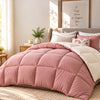 220 GSM Reversible Microfiber Cream And Baby Pink Comforter – Double Bed | Soft, Fluffy & All-Season