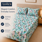 Microfiber Green Floral Bedsheet Set for Double (Queen) Bed – Soft, Wrinkle-Free & Long-Lasting