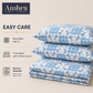Microfiber Blue Floral Bedsheet Set for Double (Queen) Bed – Soft, Wrinkle-Free & Long-Lasting