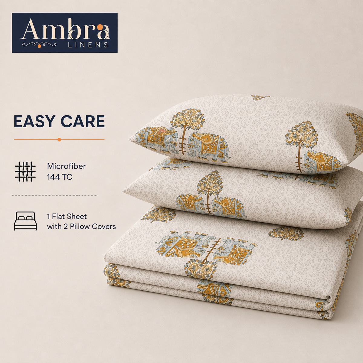 Microfiber White Floral Bedsheet Set for Double (Queen) Bed – Soft, Wrinkle-Free & Long-Lasting