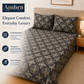 Microfiber Cream & Blue Floral Bedsheet Set for Double (Queen) Bed – Soft, Wrinkle-Free & Long-Lasting