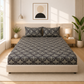 Microfiber Navy Blue Floral Bedsheet Set for Double (Queen) Bed – Soft, Wrinkle-Free & Long-Lasting