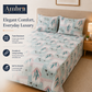 Microfiber Green Floral Bedsheet Set for Double (Queen) Bed – Soft, Wrinkle-Free & Long-Lasting