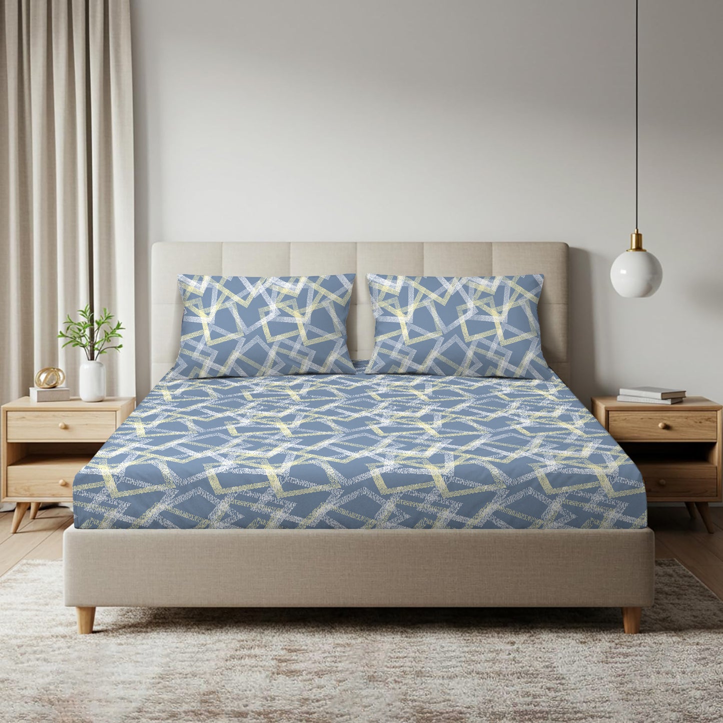 Geometric Classic Pattern Bedsheet Set (King Size)