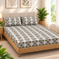 Cotton 300 TC Sateen Sage Green and White Colour Bedsheet Set for King Size – Soft, Durable & Long-Lasting