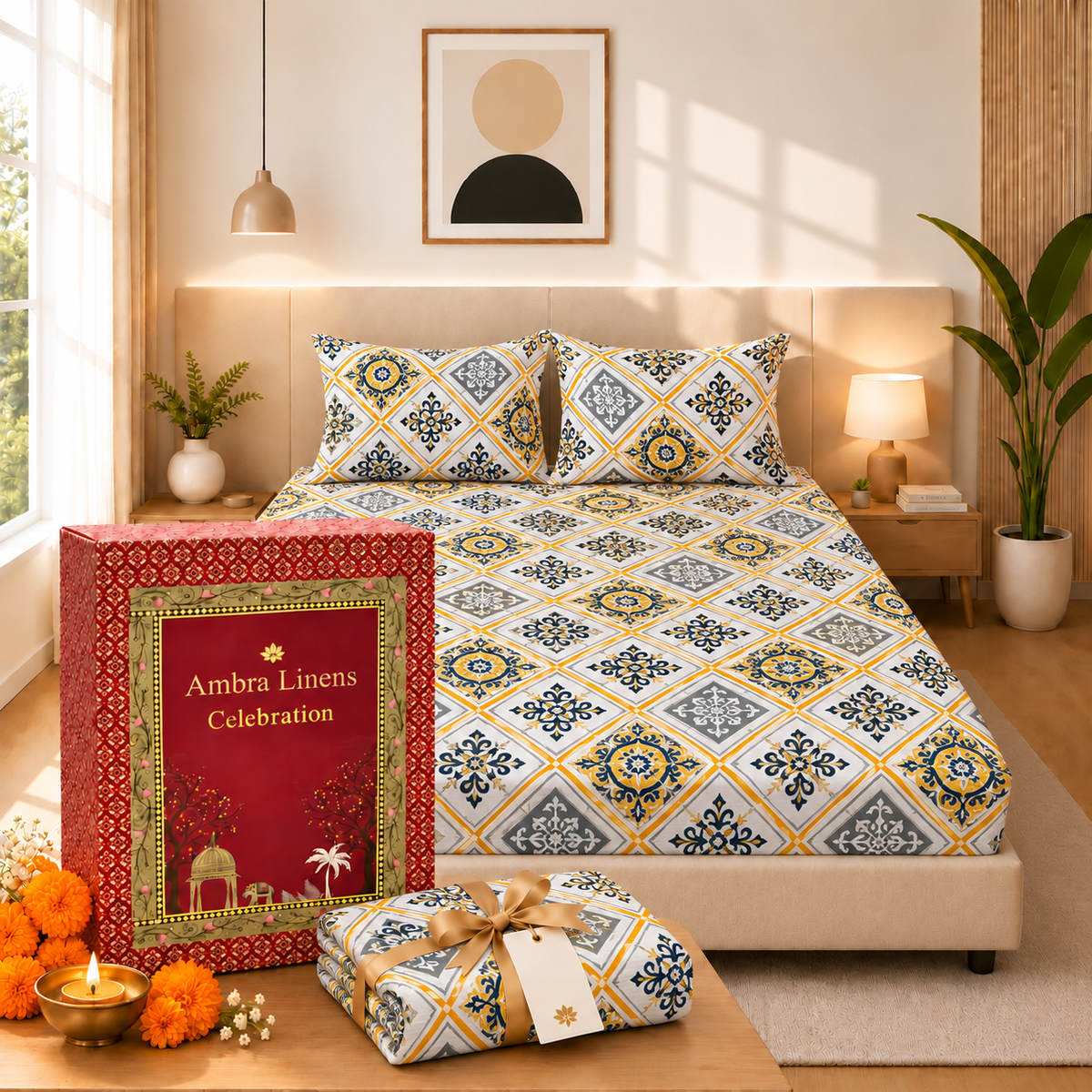 Cotton 300 TC Sateen Ivory Colour Bedsheet Set for King Size – Soft, Durable & Long-Lasting
