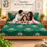 Cotton 300 TC Sateen Green Colour Bedsheet Set for King Size – Soft, Durable & Long-Lasting