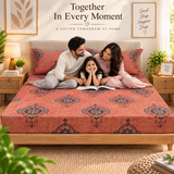 Cotton 300 TC Sateen Coral Pink Colour Bedsheet Set for King Size – Soft, Durable & Long-Lasting