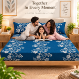 Cotton 300 TC Sateen Navy Blue Colour Bedsheet Set for King Size – Soft, Durable & Long-Lasting