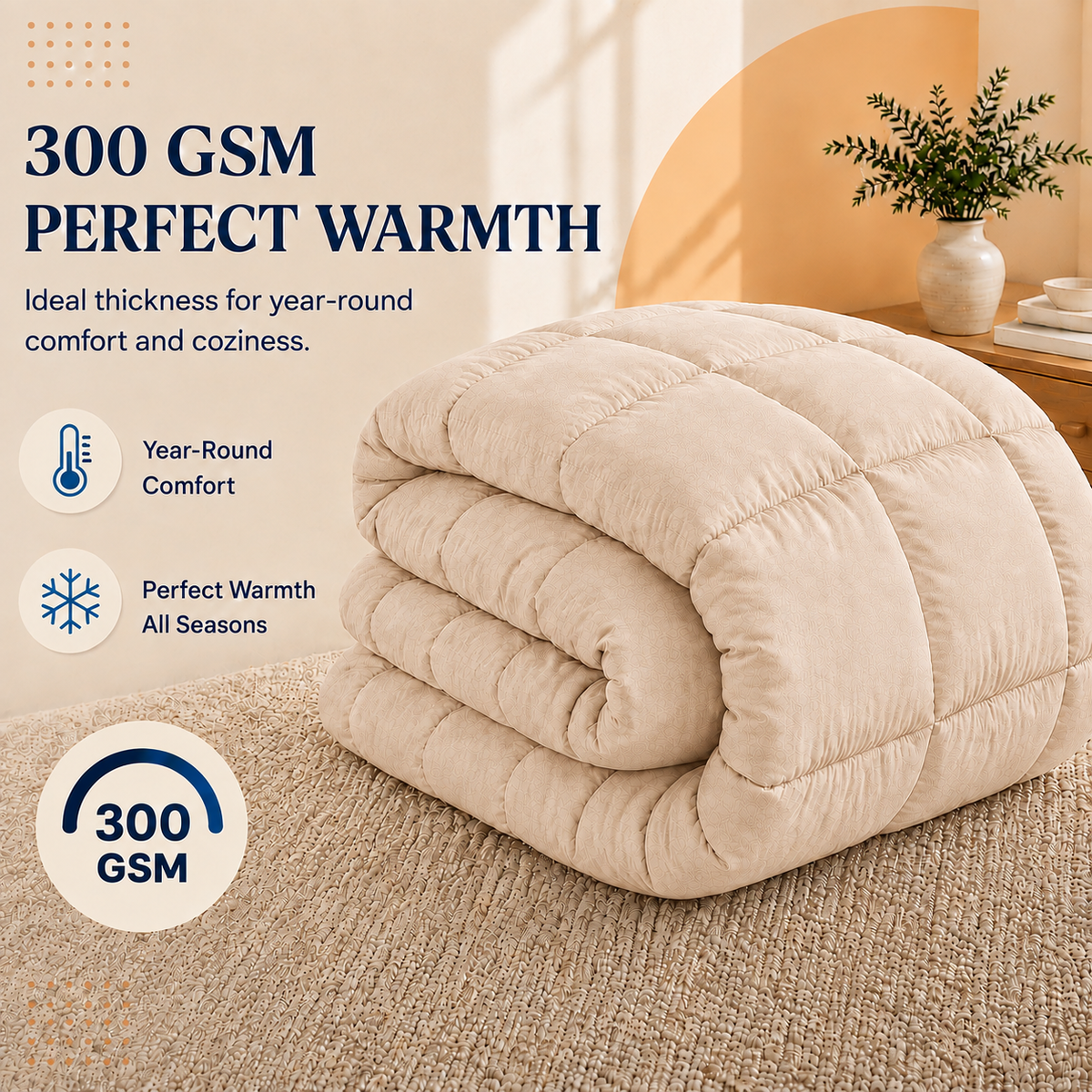 Solid Baby Pink Microfiber Comforter – 300 GSM All-Season AC Comforter & Blanket