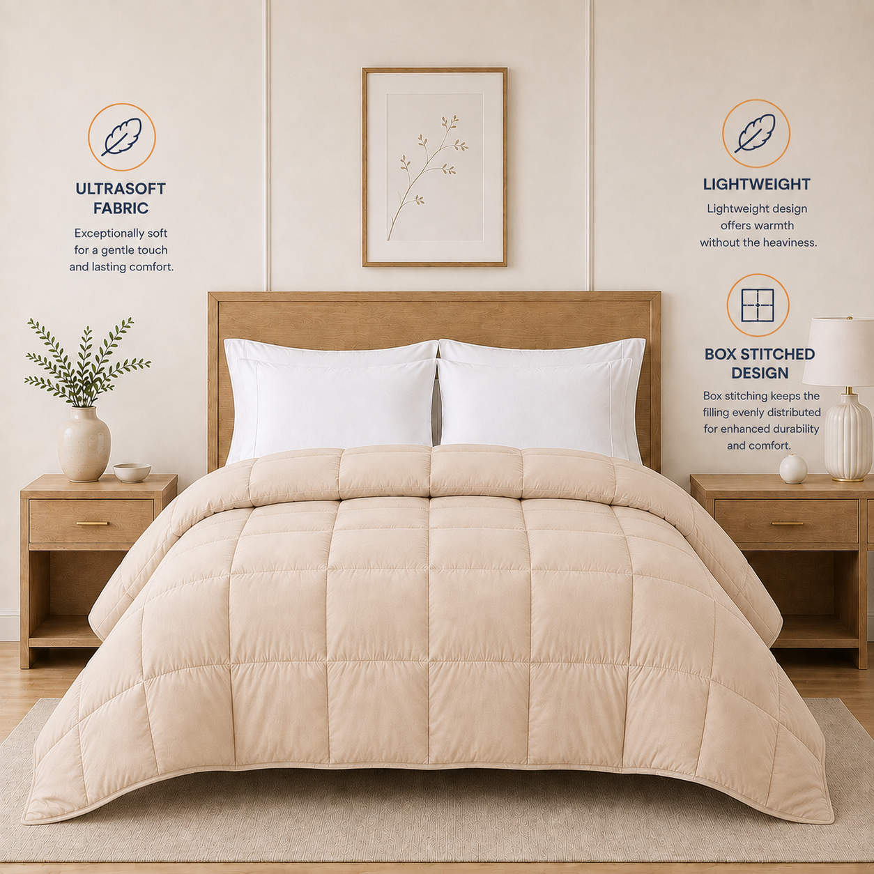Solid Baby Pink Microfiber Comforter – 220 GSM All-Season AC Comforter & Blanket