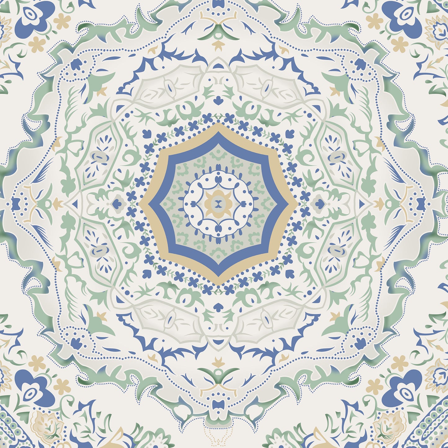 Heritage Mandala Blue Cotton Bedsheet with Pillow Cover (King Size)
