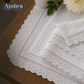 White With Lace 7 Pc - 1 Lace Design Table Linen Set, 6 Placement, 6 Diner Napkins
