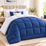 300 GSM Reversible Microfiber White And Navy Blue Comforter – Double Bed | Soft, Fluffy & All-Season