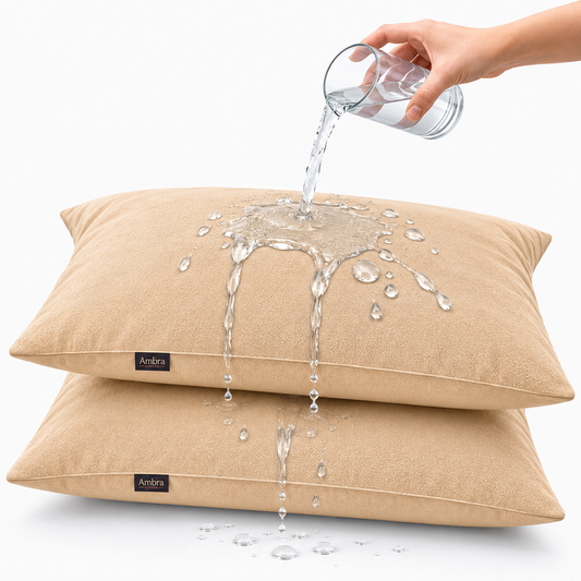 Terry Cotton Pillow Protector - Beige Colour – Waterproof, Soft & Durable
