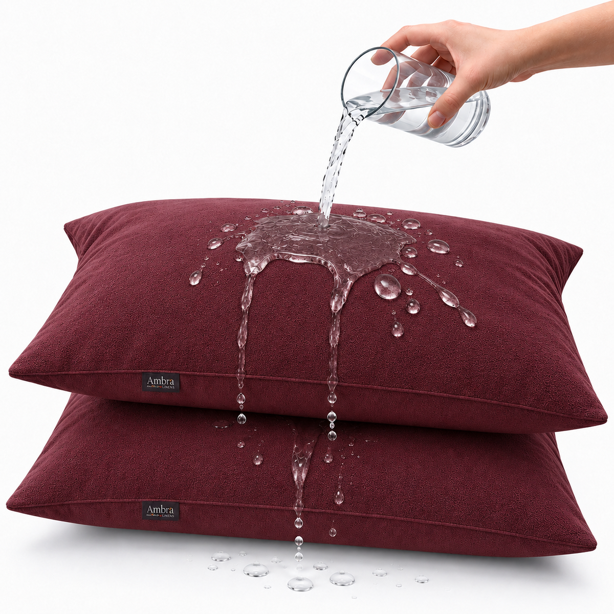 Terry Cotton Pillow Protector - Maroon Colour – Waterproof, Soft & Durable