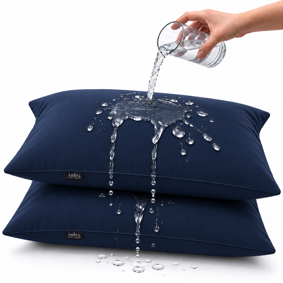 Terry Cotton Pillow Protector - Navy Blue Colour – Waterproof, Soft & Durable